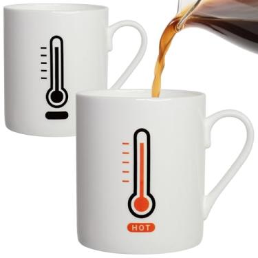 Imagem de Lovift Caneca de café que muda de cor térmica para termômetro, presente de aniversário para homens, caneca engraçada de chá de porcelana de osso presente de Natal para mulheres, melhores amigos