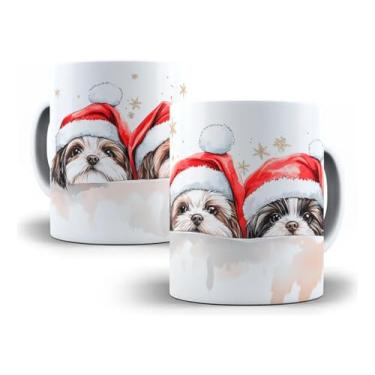 Imagem de Caneca De Natal Shih Tzu – Porcelana 325ml Branca, Estampa Natalina Pet, Presente Criativo para Amantes de Cães