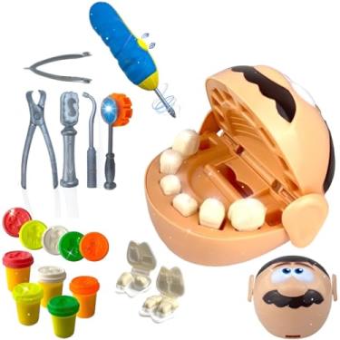 Imagem de Kit Massinha Modelar Brincando de Dentista Brinquedo Faz de Conta Odontologia Educativo Infantil Kizumba