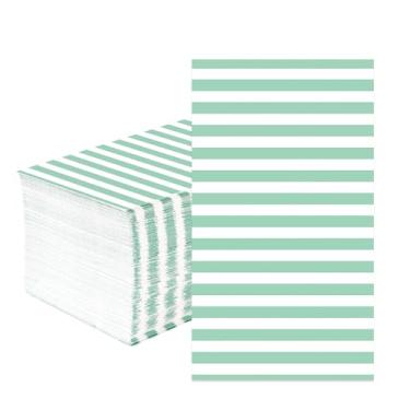 Imagem de 100 guardanapos de papel listrados de sálvia 3 camadas verdes listradas descartáveis toalhas de mão absorventes sálvia boho guardanapos decorativos para jantar, Natal, férias, casamento, aniversário
