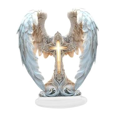 Imagem de IEUDNS Placa de mesa decorativa em acrílico com cena natalina 2D e base para estante, Cruzar