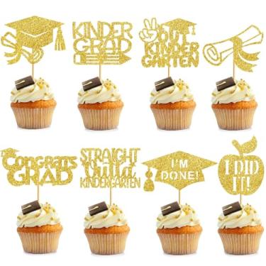 Imagem de 24Pcs Gold Kindergarten Graduation Cupcake Toppers Kindergarten Graduation Cupcake Picks Kindergarten Graduation Cupcake Decorations Kindergarten Graduation Decorations