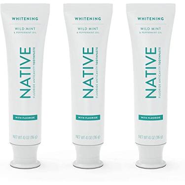 Imagem de Native Pasta de dente feita de produtos de limpeza derivados naturalmente e ingredientes simples que clareiam os dentes com segurança, 116 g, menta selvagem com flúor - 3 unidades