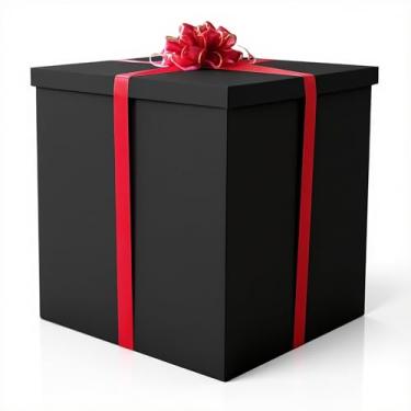 Imagem de Caixa de presente extragrande 71 x 71 cm x 71 cm — Caixas de presente pretas gigantes com tampa para presentes grandes, presentes grandes para surpresas de aniversário, ocasiões especiais, celebrações