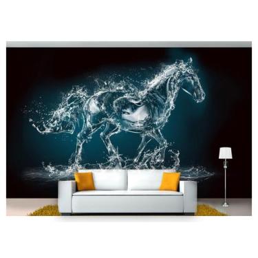 Imagem de Papel De Parede Cavalo Correndo Água Arte 3D Anm102 - Você Decora