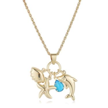 Imagem de HZMAN Colar encantador de latão banhado a ouro 18K – Hipoalergênico leve e elegante joia presente para mulheres, Latão, Zircônia cúbica