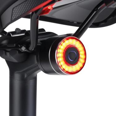 Imagem de Luz traseira de bicicleta inteligente recarregável, sensor de freio, luz traseira de bicicleta liga/desliga automática, luzes de bicicleta à prova d'água para passeios noturnos, lanterna traseira de