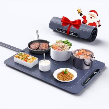 Imagem de SANMOPTS Tapete Aquecedor De Alimentos - Bandeja Elétrica, Ajustável Tempmaster, Pés Elevados Protegem A Mesa, Almofada Térmica Para Pratos Quentes Bufê, Portátil Festas E Viagens (Azul-Marinho)