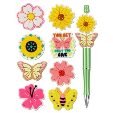 Imagem de 8 contas focais de silicone para canetas – Miçangas premium macias e duráveis para fazer canetas personalizadas, projetos de artesanato DIY e personalização – Cores e designs variados (borboleta)