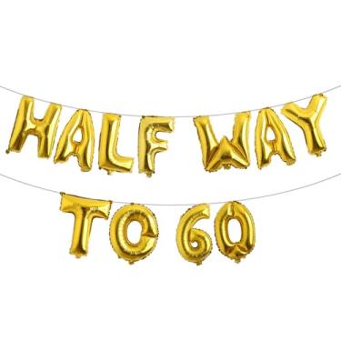 Imagem de Faixa de balão multicolorida Halfway To 60 - Banner Happy 30th Birthday Party - Decorações e suprimentos para festa de 30º aniversário - Decorações de aniversário de 30 anos de casamento (HALFWAY TO