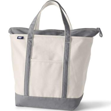 Imagem de Lands' End Bolsa tote de lona com zíper, Grafite natural/prata, X-Large