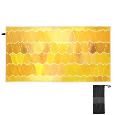 Imagem de ATTX Toalha de praia de azulejo hexagonal amarelo 76 x 152 cm - Cobertor de microfibra leve de secagem rápida e resistente à areia para piscina, ioga, academia e viagens | Esportes de banho de natação