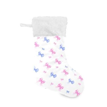 Imagem de GakkiGii Pacote com 2 meias de Natal com gravata borboleta fofa, decoração grande para pendurar na parede da árvore da lareira, 45 x 31 cm