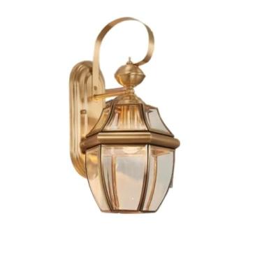 Imagem de Luminária de parede externa, toda em cobre à prova d'água, estilo americano, para entrada, corredor de pátio de casa, jardim (tipo B, luz clara)