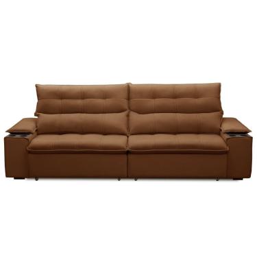 Imagem de Sofá Retrátil E Reclinável 4 Lugares 250cm Com Porta Copos E Objetos Bulgária Terracota