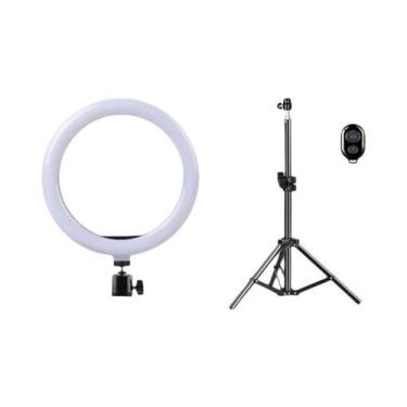Imagem de Anel De Luz LED Para Selfie De 26/33cm Regulável Com Tripé De 50cm E C