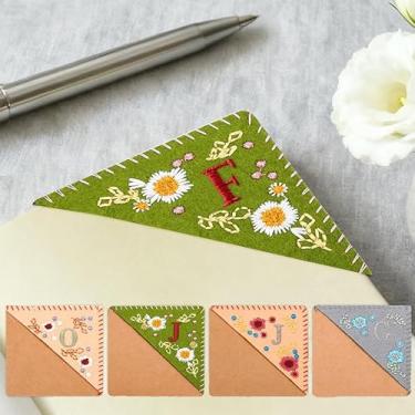 Imagem de 1 marcador de página de tecido, marcador de página bordado, costura decorativa para escritório, estudo, material escolar, acessórios, verão, letra F