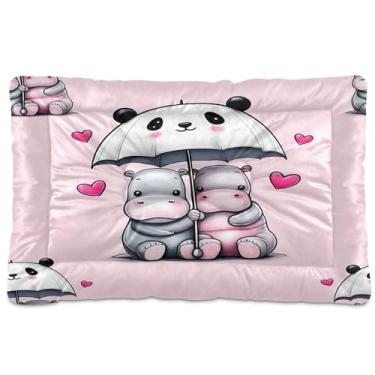 Imagem de SEHANY Cama de hipopótamo fofa para cães e gatos com fundo antiderrapante, caixa de canil, colchão macio para animais de estimação, lavável para cães pequenos, médios e grandes, gatos, 91 x 68 cm