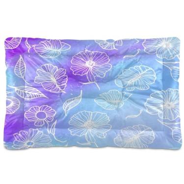 Imagem de SEHANY Cama de flores coloridas para cães e gatos com fundo antiderrapante, cama de canil, colchão macio para animais de estimação, lavável para cães pequenos, médios e grandes, gatos, 91 x 61 cm
