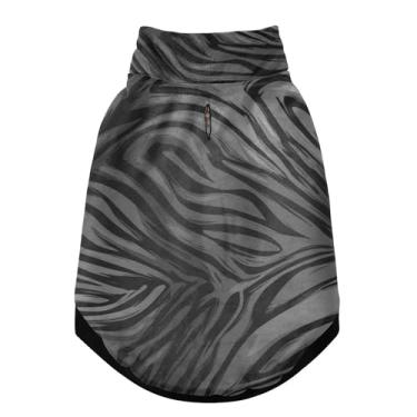 Imagem de SEHANY Casaco de cachorro preto com listras de zebra para cães pequenos, superquente à prova de vento, jaqueta de inverno macia e aconchegante para clima de neve fria com coleira para animais de