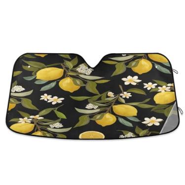 Imagem de ATTX Para-brisa de carro flor de limão 139.7 cm x 70.1 cm escudo solar universal com proteção UV, persiana de janela frontal automática dobrável para caminhões Sedans SUVs #219