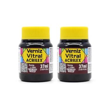 Imagem de Kit 2 Verniz Vitral Acrilex Púrpura 550 37ml – Acabamento Transparente e Brilhante para Vidro, Copos, Garrafas, Vasos, Cerâmica e Porcelana com Efeito de Vitrais