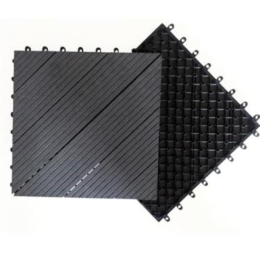 Imagem de Azulejos de deck interligados 30 x 30 cm, piso externo azulejos de madeira de acácia, piso de pátio à prova d'água para varanda quintal, uso interno e externo J 11 peças