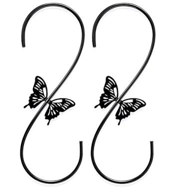 Imagem de Aramox Gancho Dos Alimentadores Pássaro de 2 Pces, Gancho da Planta Pátio do Design de Aço, Suspensão Resistente para o Ferro da Lanterna Alimentador de Pássaros (2 roupas pretas)