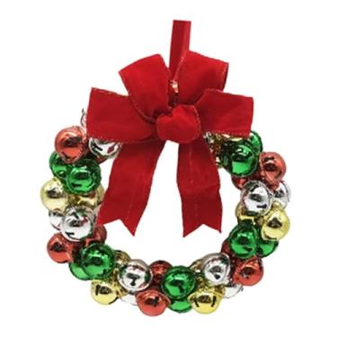 Imagem de oshhni Guirlanda de Natal com Sino, Pequeno Enfeite Decorativo com Laço, Ideal para Lareira Externa, Janela ou Parede, Style G