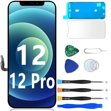 Imagem de MP+ Tela de substituição para iPhone 12/12 Pro, [FHD] [COF] Montagem digitalizador de tela sensível ao toque 3D com fita adesiva à prova d'água