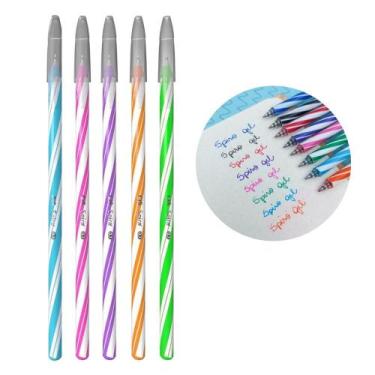 Imagem de Kit Caneta Gel Cis Spiro Gel Esferográfica 0.7mm 5 cores de Tinta