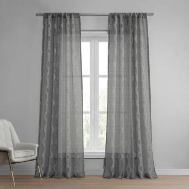 Imagem de HPD Half Price Drapes SHCH-81848B-108 Cortina de linho transparente padronizada (1 painel), 127 x 274 cm, carvão vegetal