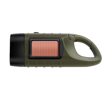 Imagem de Lanterna de manivela movida a energia solar, fonte de alimentação de acampamento multifuncional, luz de emergência de LED, geração de energia de iluminação externa (verde militar, pequena)