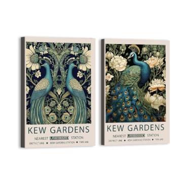 Imagem de William Morris Flower Birds Pavão Poster Kew Gardens Impressão em Tela Pintura Floral Arte de Parede Impressões Botânicas Sala de Estar Decoração de Casa (SKU6-2PCS, 40.6x50.8 cm = (40x50 cm