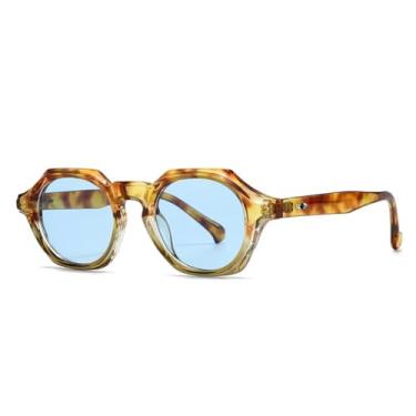 Imagem de Óculos de sol punk femininos para homens, vintage, luxuosos, designer, para dirigir ao ar livre, populares, óculos de sol, leopardo, azul, tons uv (azul leopardo)