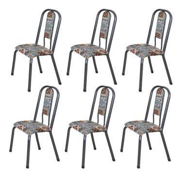 Imagem de Kit 06 Cadeiras para Sala de Jantar Fortaleza Prata Martelado