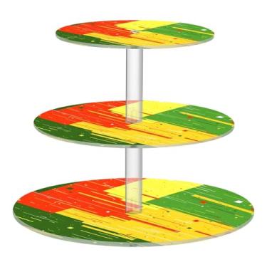 Imagem de CEBUGI Suporte de cupcake de 3 camadas, fundo colorido, redondo, suporte de bolo, bandeja de servir em camadas de acrílico para festas de chá, chá de bebê, casamento e mais
