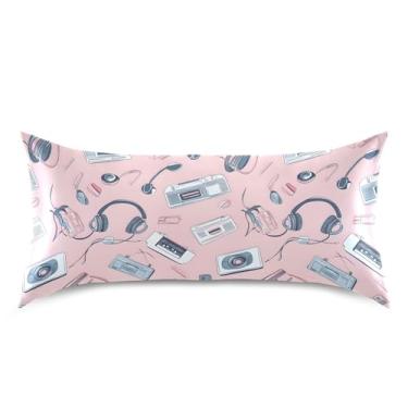 Imagem de xigua Fita cassete de cetim fronha para cabelo e pele lavável na máquina almofada de cetim deslizante refrescante capa de cama king com fecho de envelope, 50,8 cm x 101,6 cm