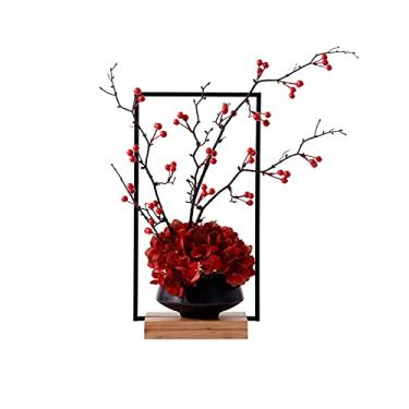 Imagem de LMJYU Flores artificiais, buquês de orquídeas de seda artificial de 40 cm com vaso de cerâmica, conjunto de flores artificiais para decoração de casa flores falsas