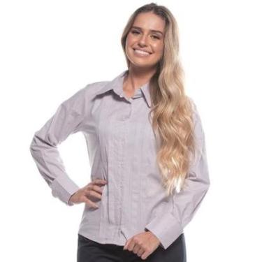 Imagem de Camisa Social Feminina Manga Longa Slim Gola Polo Botões-Feminino