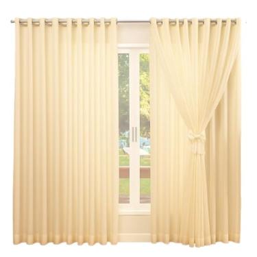 Imagem de Cortina Com Voil Para Quarto Sala(Palha,2,80 X 1,70)