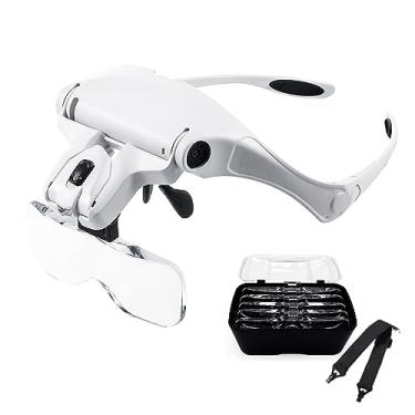 Imagem de 9892B2 Lupa com Luz LED de Cabeça Sem Mãos para Leitura 5 Lentes 1 0X 5X 2 3