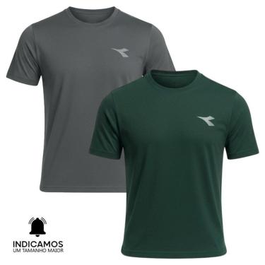 Imagem de Kit 2 Camisetas Diadora Small Logo Masculina - Verde Escuro e Chumbo P-Masculino