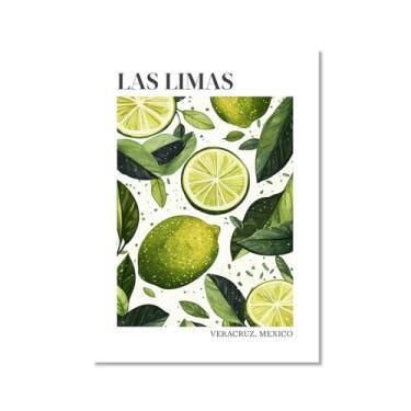 Imagem de Pôster colorido de limão, citrinos e laranjas, mercado de frutas, vintage, arte de parede, decoração de cozinha, pintura em tela para sala de jantar e quarto (SKU4,16 x 61 cm = (40 x 60 cm), sem