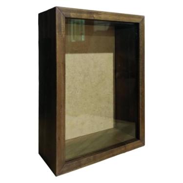 Imagem de KIAGA, Moldura Caixa Alta com Vidro para Quadros Quilling e Scrapbook - 1,5x6,5 Cor:MARROM;Tamanho:20X20 CM