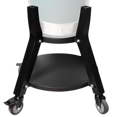 Imagem de Mydracas Carrinho de rodinhas resistente para ovos verdes médios, carrinho ajustável, suporte de aço revestido a pó de 2 camadas com rodas de bloqueio, armazenamento extra para churrasqueira de ovo