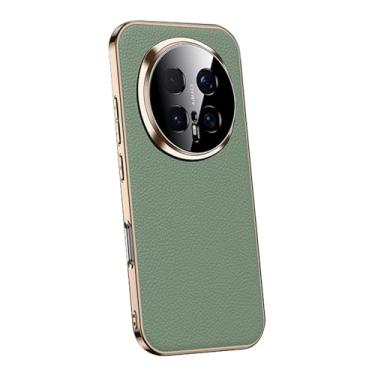 Imagem de LYJSMGZ Capa de couro genuíno para Huawei Honor Magic 8 Pro/Magic 8, cobertura total da lente à prova de choque, fina, respirável, galvanizada, borda macia, capa fosca, verde, Majic 8 Pro