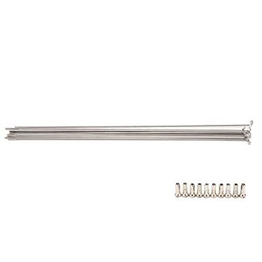 Imagem de Raios de bicicleta, aço inoxidável, 10 conjuntos de raios de 14 G para peças de reparo de bicicleta Road Mountain Downhill