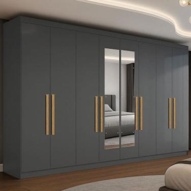 Imagem de Guarda-Roupa Casal German 8 Portas 4 Gavetas com Espelho Onix - Maxel