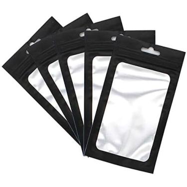 Imagem de Bolsas Mylar com zíper resseláveis, 50 unidades, bolsa de alumínio Mylar de 8,9 cm x 16 cm, com janela transparente para armazenamento autovedante de alimentos, bolsas à prova de cheiro